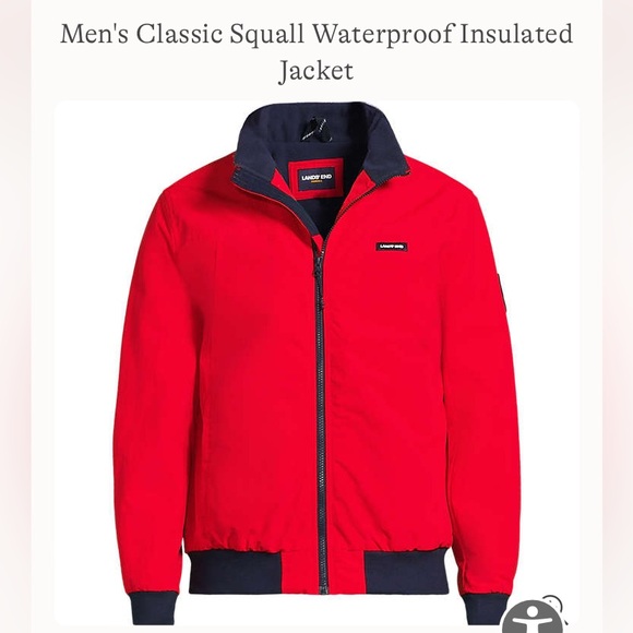 Mens LANDS END Vintage SQUALL Red Bright Cherry Waterproof Insulated Jacket XL - Picture 1 of 16